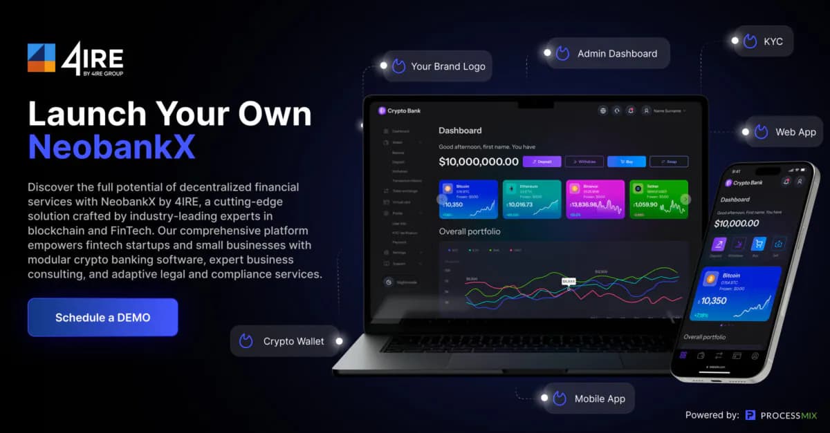 NeobankX by 4IRE empowers fintech startups and small businesses with modular crypto banking, expert consulting, and adaptive compliance.