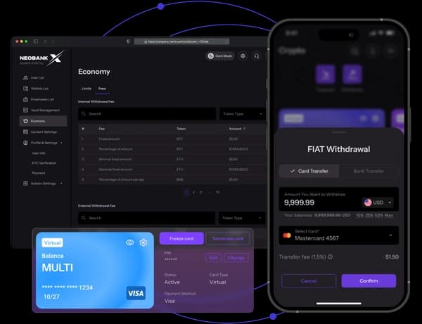 Leverage our custodial solution instead of using third parties — NeobankX screenshot