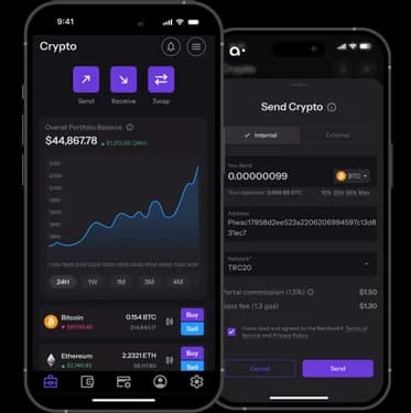 Crypto Messenger Bank interface